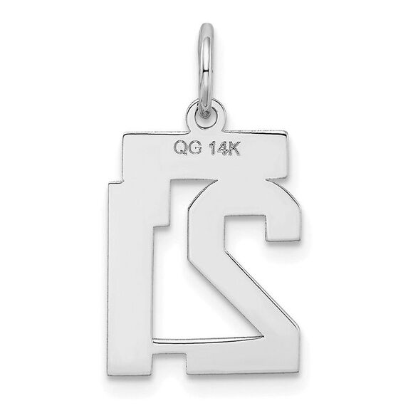 14k White Gold, Jersey Collection, Small Number 21 Pendant - Picture 3 of 5